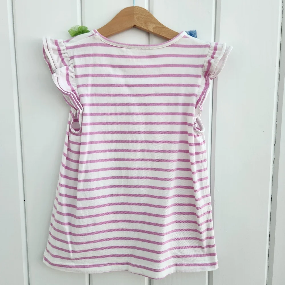 Mini Boden Striped Floral Collar Top 7/8 - Picture 5 of 7